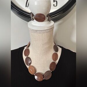 Elegant Brown Wooden Necklace and Bracelet Set